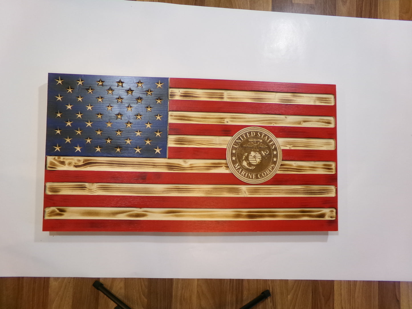 American Flag 16" X 30" with Marines Seal